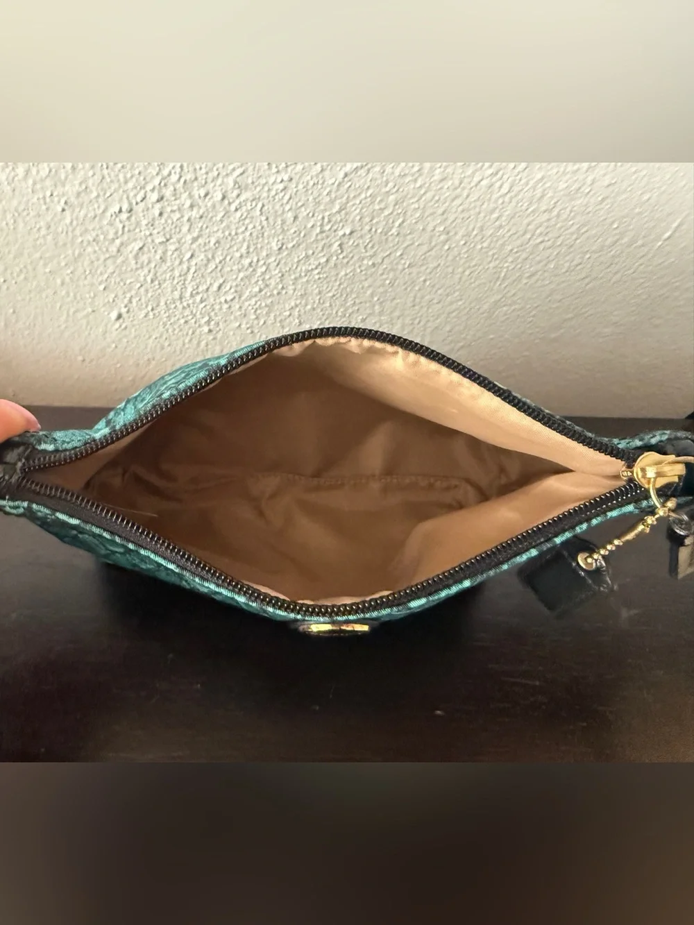 Coach Teal Snakeskin Cosmetic Bag